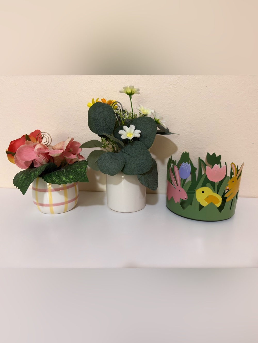 Bundle  of 3 (2) mini holder picture floral,1 Candle Holder for glass jar Easter